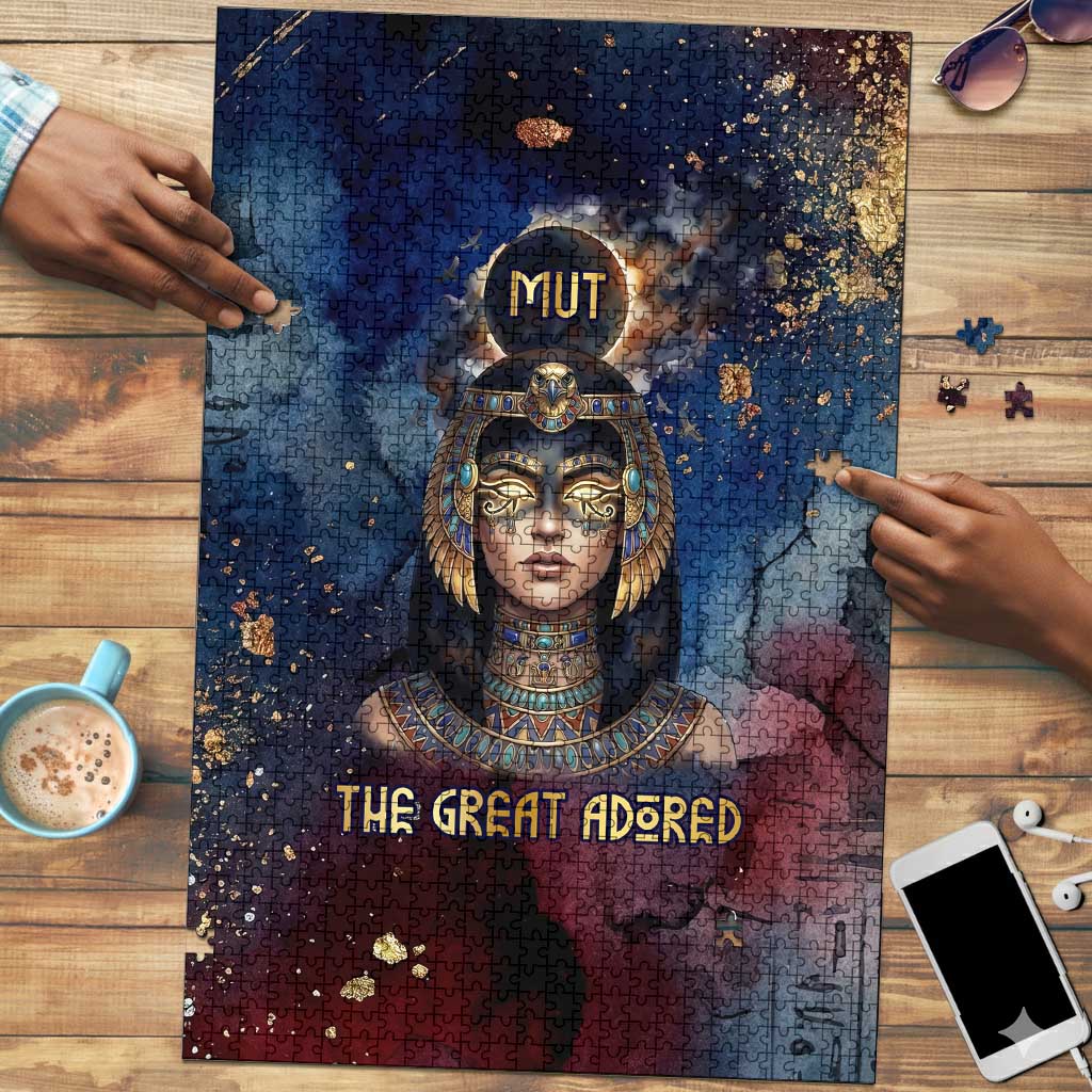 Mut Puzzle The Lioness of Thebes Egyptian Goddess Cosmic Crown Adorned Warrior Queen Design