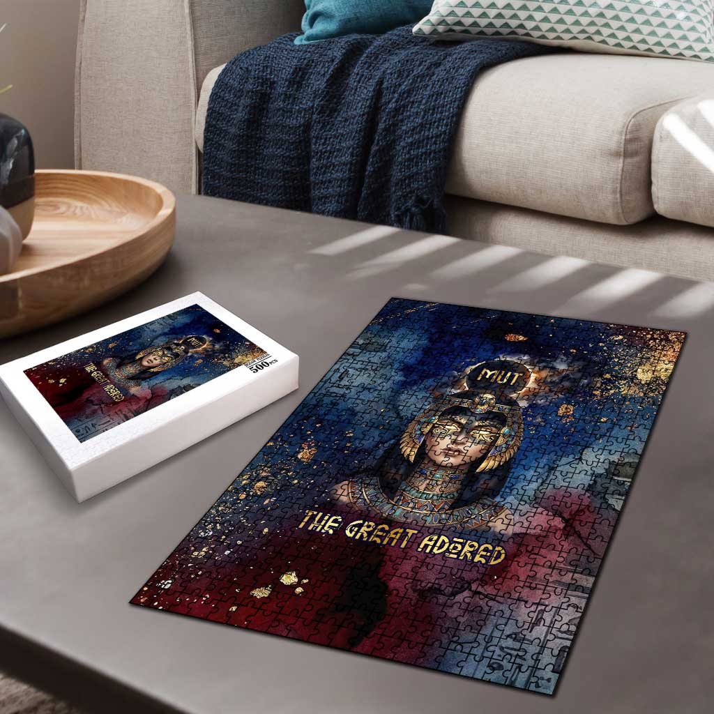 Mut Puzzle The Lioness of Thebes Egyptian Goddess Cosmic Crown Adorned Warrior Queen Design