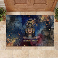 Mut Rubber Doormat The Lioness of Thebes Egyptian Goddess Cosmic Crown Adorned Warrior Queen Design