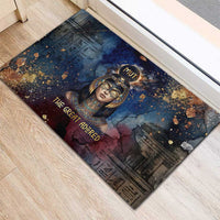 Mut Rubber Doormat The Lioness of Thebes Egyptian Goddess Cosmic Crown Adorned Warrior Queen Design