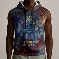 Mut Sleeveless Hoodie The Lioness of Thebes Egyptian Goddess Cosmic Crown Adorned Warrior Queen Design