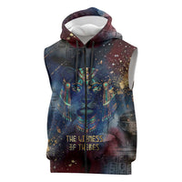 Mut Sleeveless Zip Hoodie The Lioness of Thebes Egyptian Goddess Cosmic Crown Adorned Warrior Queen Design
