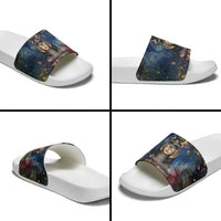 Mut Slide Sandals The Lioness of Thebes Egyptian Goddess Cosmic Crown Adorned Warrior Queen Design