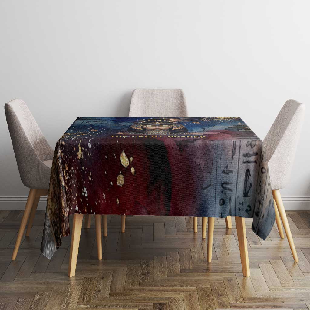 Mut Tablecloth The Lioness of Thebes Egyptian Goddess Cosmic Crown Adorned Warrior Queen Design