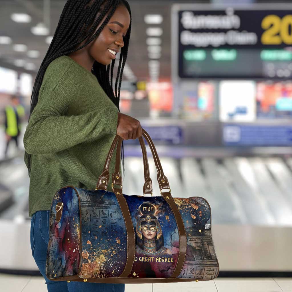 Mut Travel Bag The Lioness of Thebes Egyptian Goddess Cosmic Crown Adorned Warrior Queen Design