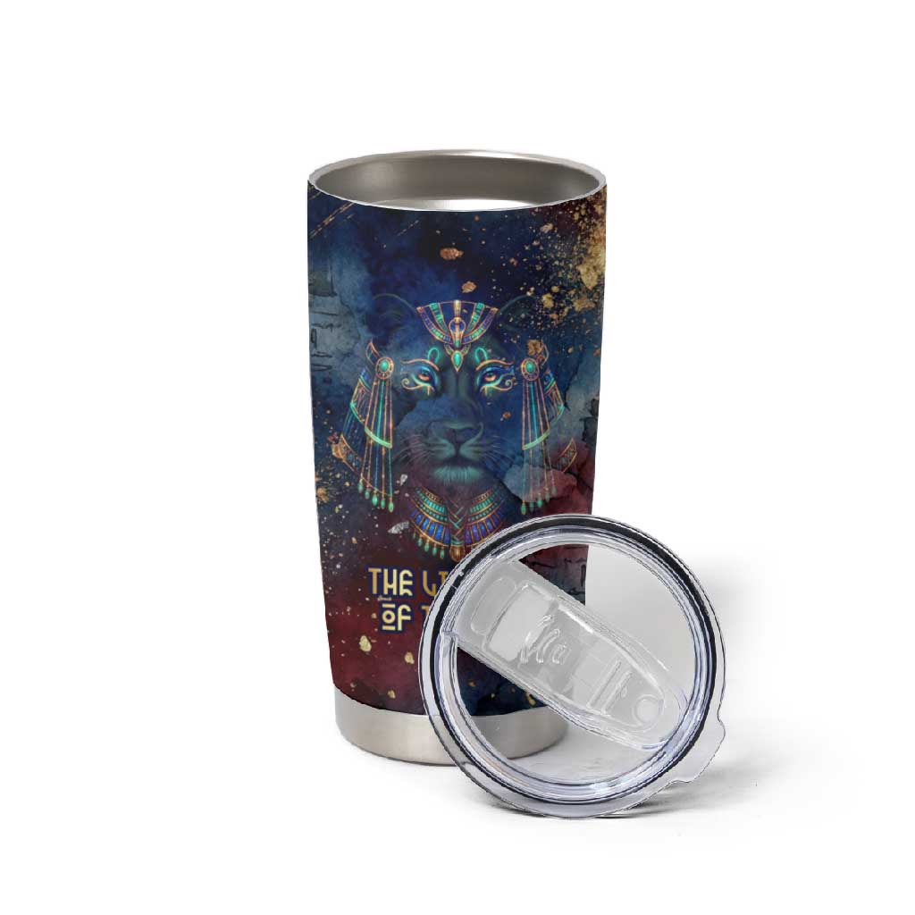 Mut Tumbler Cup The Lioness of Thebes Egyptian Goddess Cosmic Crown Adorned Warrior Queen Design