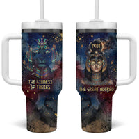 Mut Tumbler With Handle The Lioness of Thebes Egyptian Goddess Cosmic Crown Adorned Warrior Queen Design