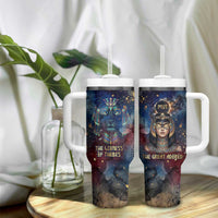 Mut Tumbler With Handle The Lioness of Thebes Egyptian Goddess Cosmic Crown Adorned Warrior Queen Design