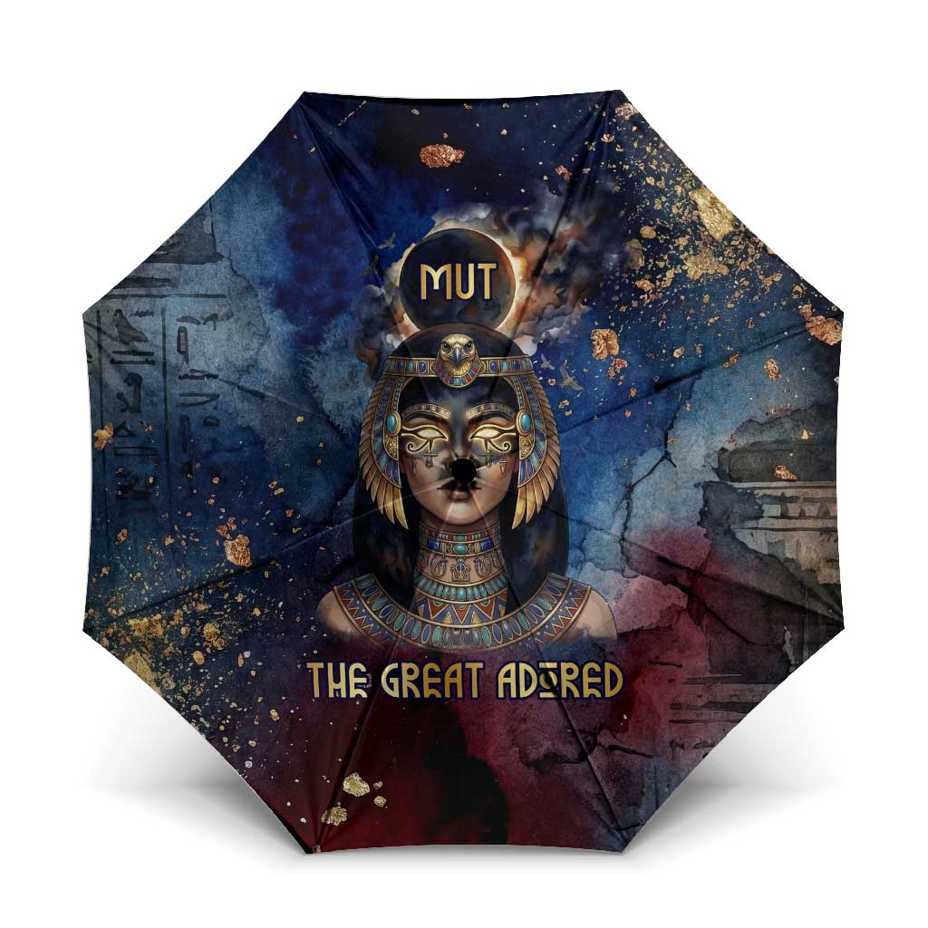 Mut Umbrella The Lioness of Thebes Egyptian Goddess Cosmic Crown Adorned Warrior Queen Design