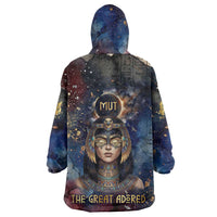 Mut Wearable Blanket Hoodie The Lioness of Thebes Egyptian Goddess Cosmic Crown Adorned Warrior Queen Design