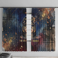 Mut Window Curtain The Lioness of Thebes Egyptian Goddess Cosmic Crown Adorned Warrior Queen Design
