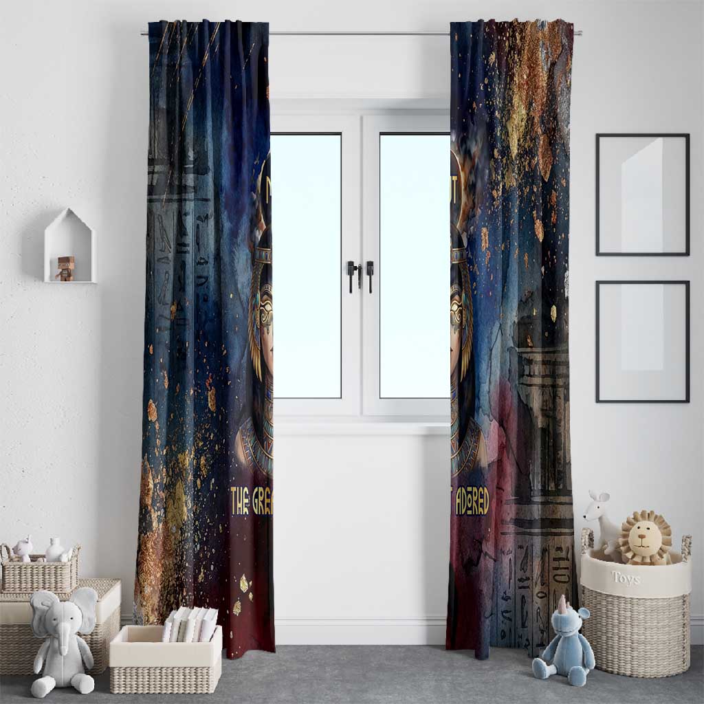 Mut Window Curtain The Lioness of Thebes Egyptian Goddess Cosmic Crown Adorned Warrior Queen Design