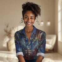 Mut Women Casual Shirt The Lioness of Thebes Egyptian Goddess Cosmic Crown Adorned Warrior Queen Design