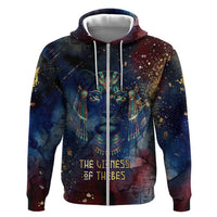 Mut Zip Hoodie The Lioness of Thebes Egyptian Goddess Cosmic Crown Adorned Warrior Queen Design