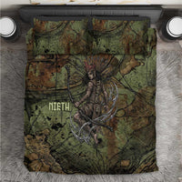 Neith Egyptian Bedding Set War Goddess Terrifying One Dual Spears and Shield Battle Worn