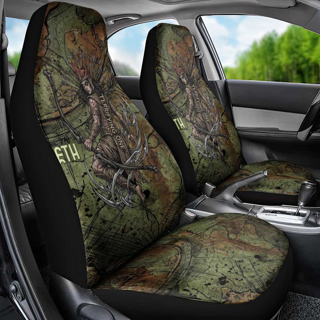 Neith Egyptian Car Seat Cover War Goddess Terrifying One Dual Spears and Shield Battle Worn