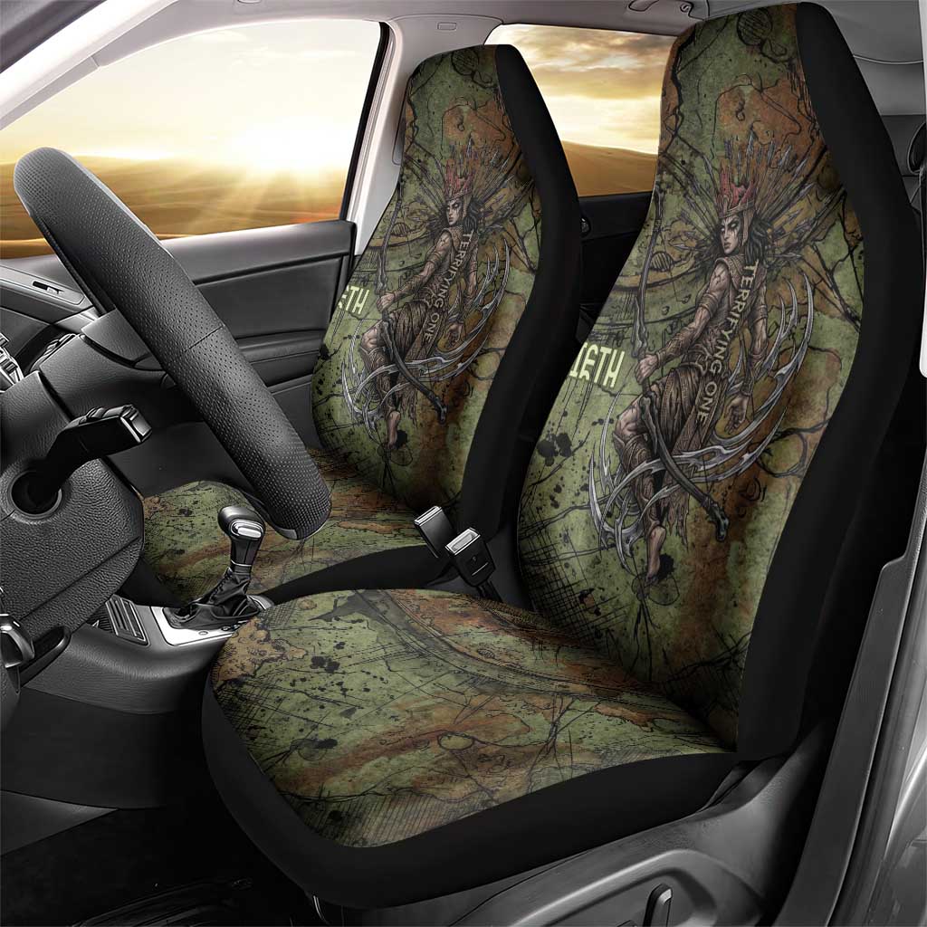 Neith Egyptian Car Seat Cover War Goddess Terrifying One Dual Spears and Shield Battle Worn