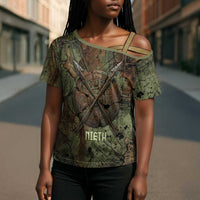 Neith Egyptian Cross Shoulder Shirt War Goddess Terrifying One Dual Spears and Shield Battle Worn