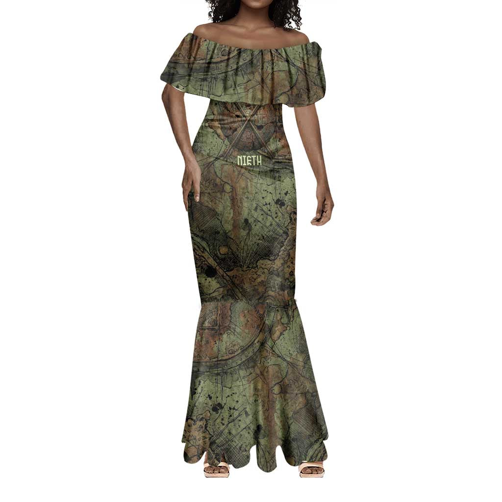 Neith Egyptian Mermaid Dress War Goddess Terrifying One Dual Spears and Shield Battle Worn