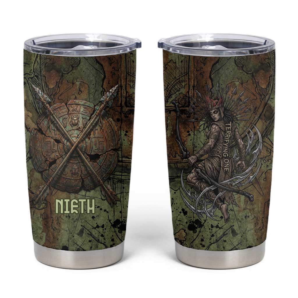 Neith Egyptian Tumbler Cup War Goddess Terrifying One Dual Spears and Shield Battle Worn