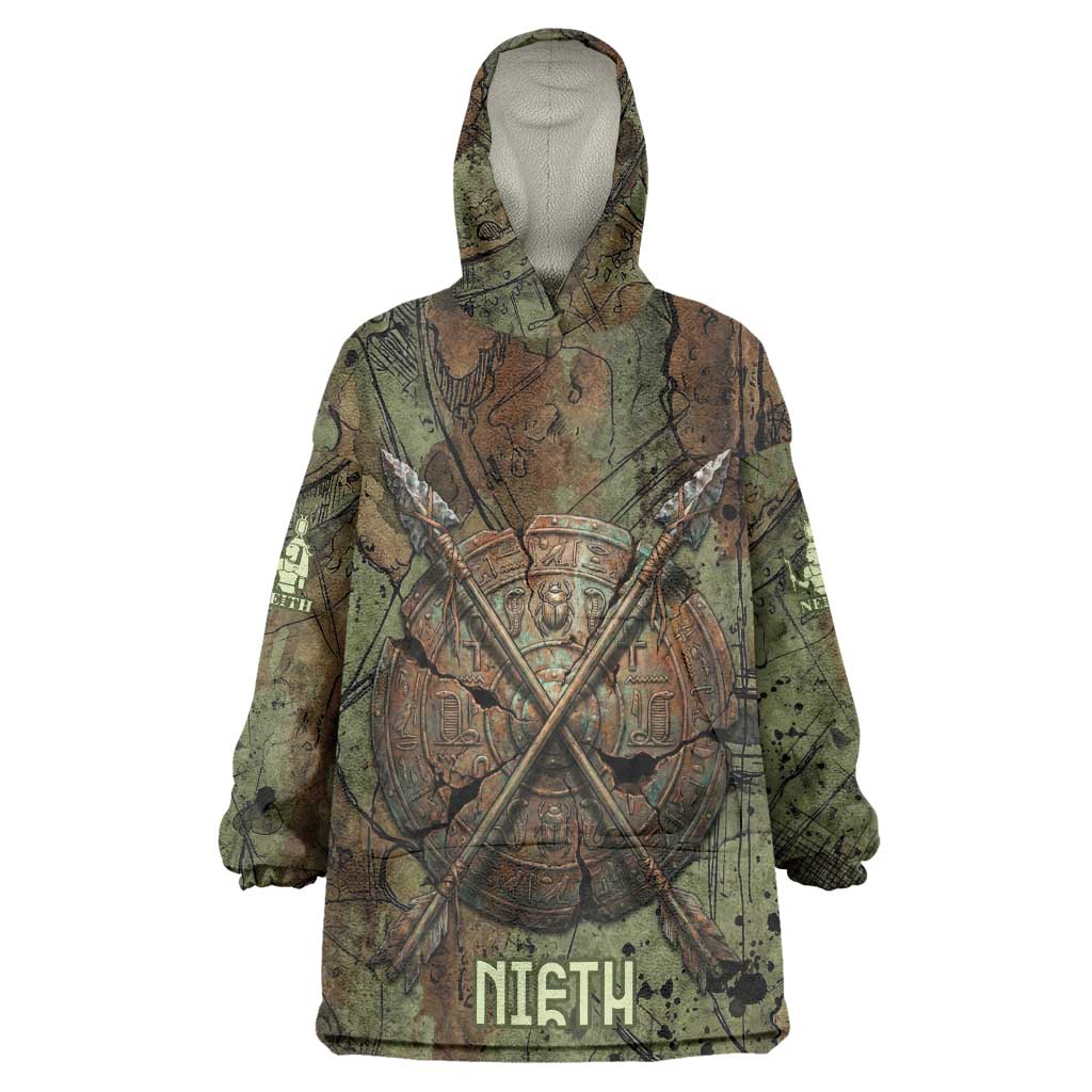 Neith Egyptian Wearable Blanket Hoodie War Goddess Terrifying One Dual Spears and Shield Battle Worn