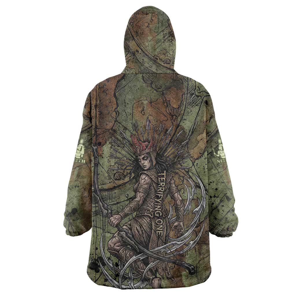 Neith Egyptian Wearable Blanket Hoodie War Goddess Terrifying One Dual Spears and Shield Battle Worn