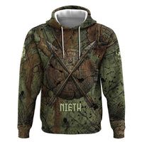 Neith Egyptian Zip Hoodie War Goddess Terrifying One Dual Spears and Shield Battle Worn