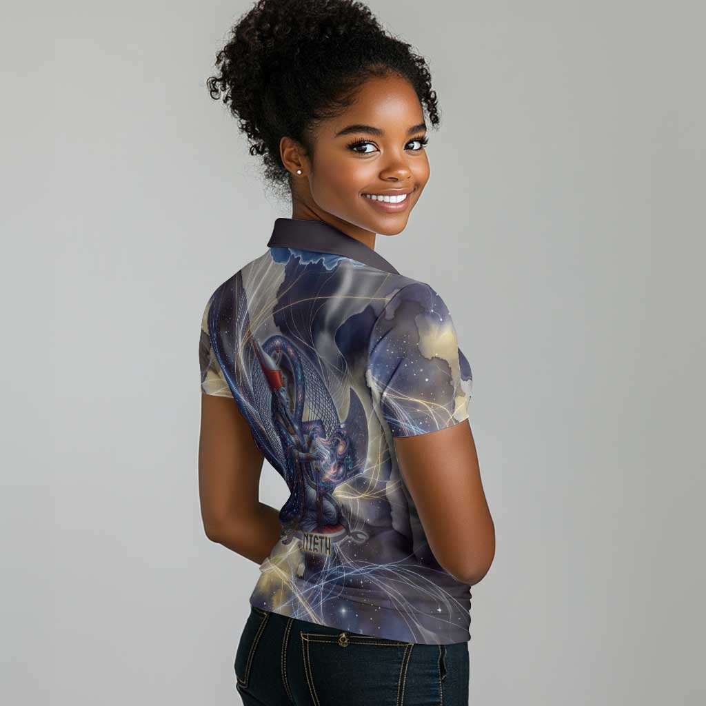 Neith Egyptian Women Polo Shirt Goddess Mother of All Cosmic Threads