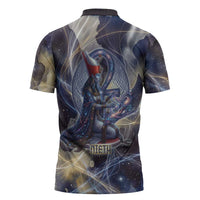 Neith Egyptian Zipper Polo Shirt Goddess Mother of All Cosmic Threads