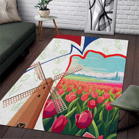 Netherlands Heritage Area Rug with Tulips Windmill and Coat of Arms