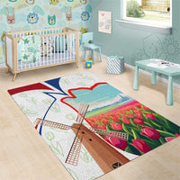 Netherlands Heritage Area Rug with Tulips Windmill and Coat of Arms