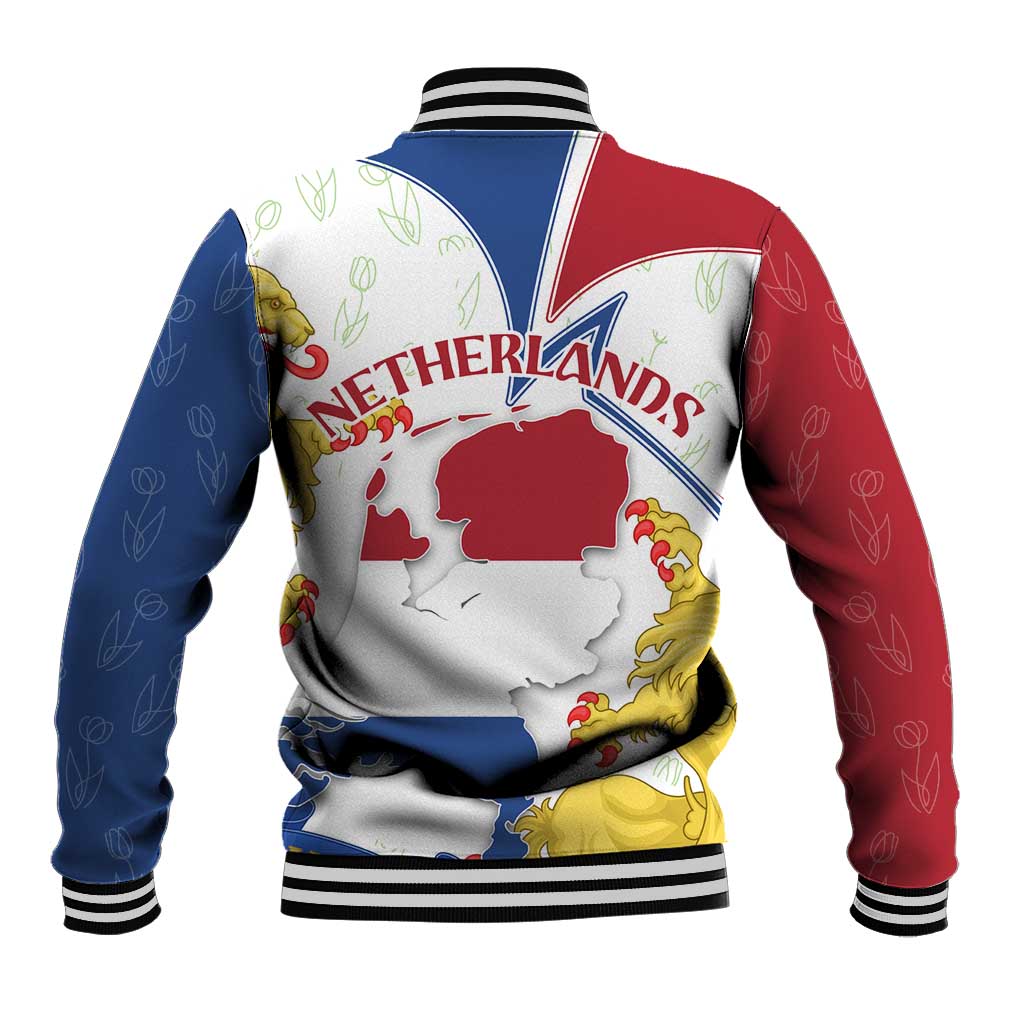 Netherlands Heritage Baseball Jacket with Tulips Windmill and Coat of Arms