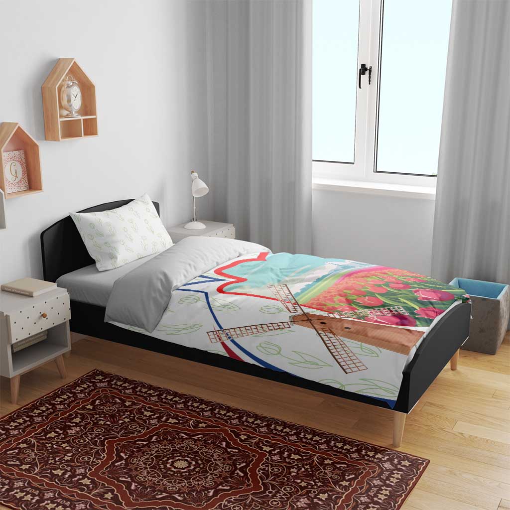 Netherlands Heritage Bedding Set with Tulips Windmill and Coat of Arms