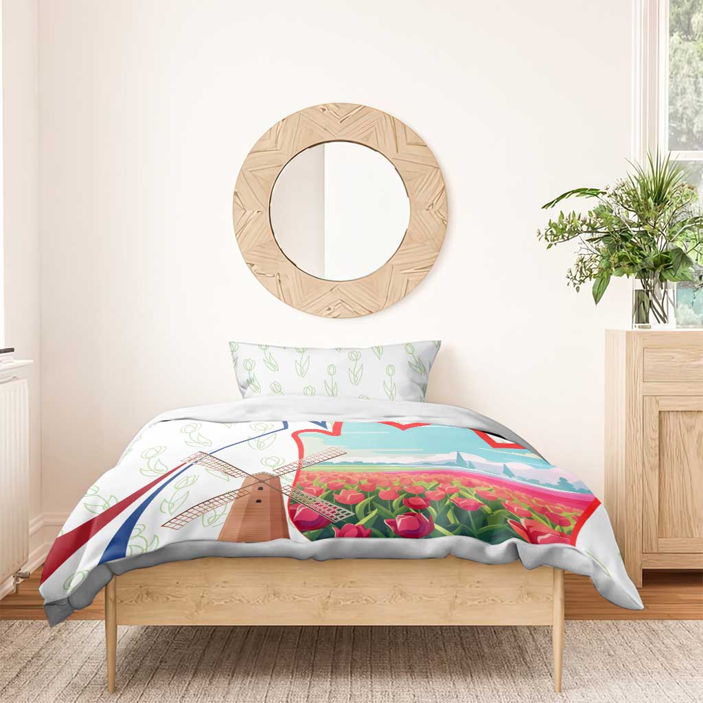 Netherlands Heritage Bedding Set with Tulips Windmill and Coat of Arms