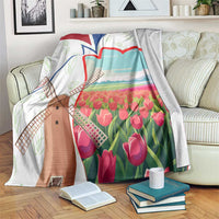 Netherlands Heritage Blanket with Tulips Windmill and Coat of Arms