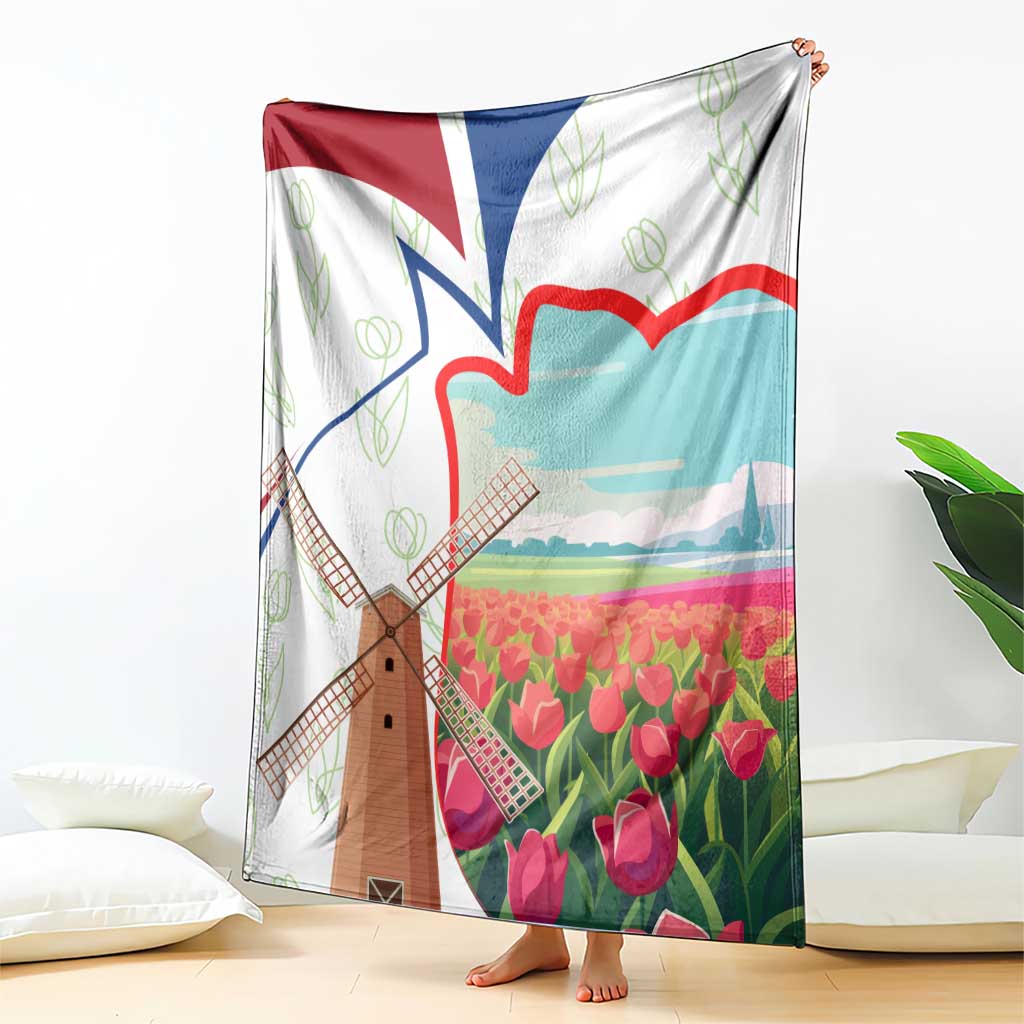 Netherlands Heritage Blanket with Tulips Windmill and Coat of Arms