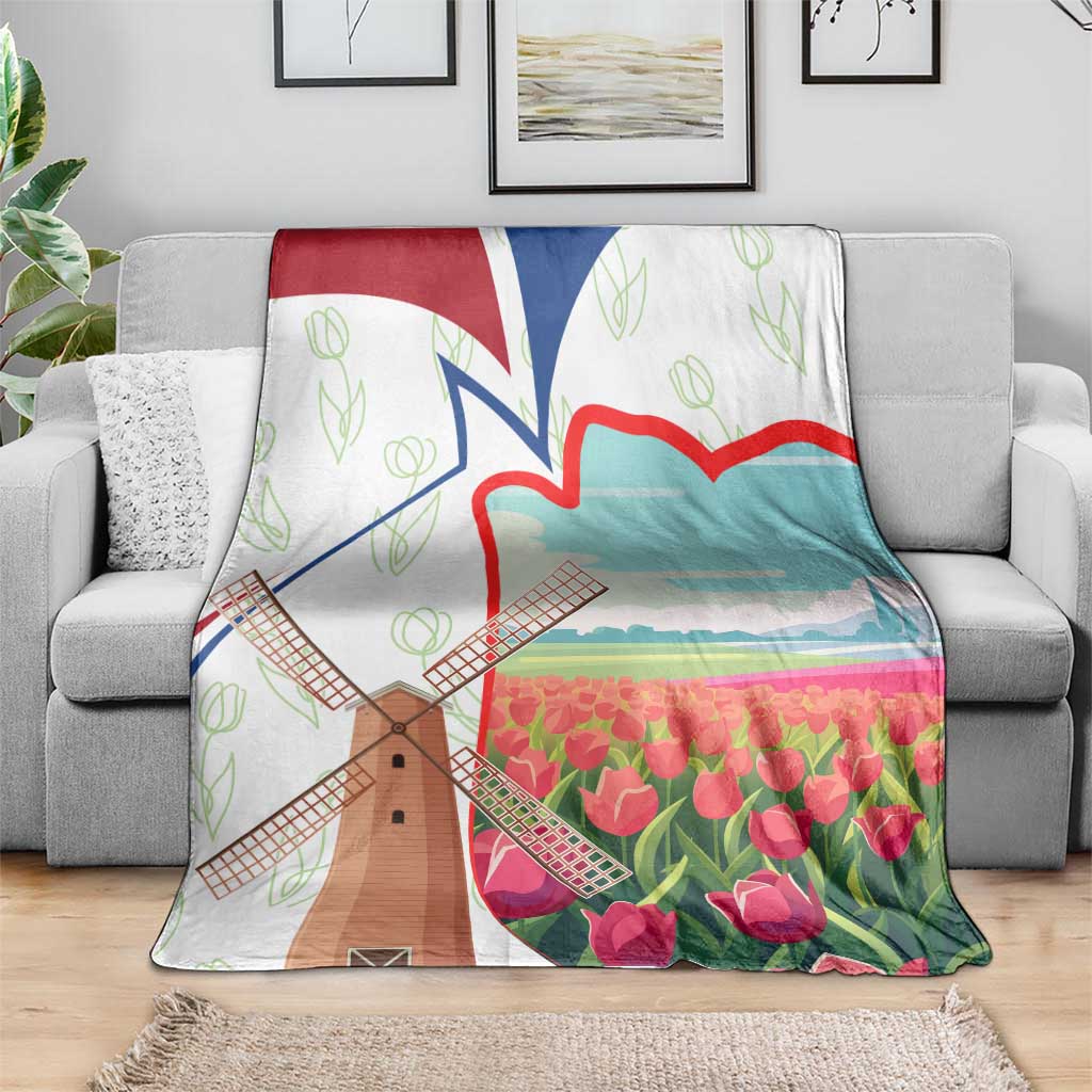 Netherlands Heritage Blanket with Tulips Windmill and Coat of Arms