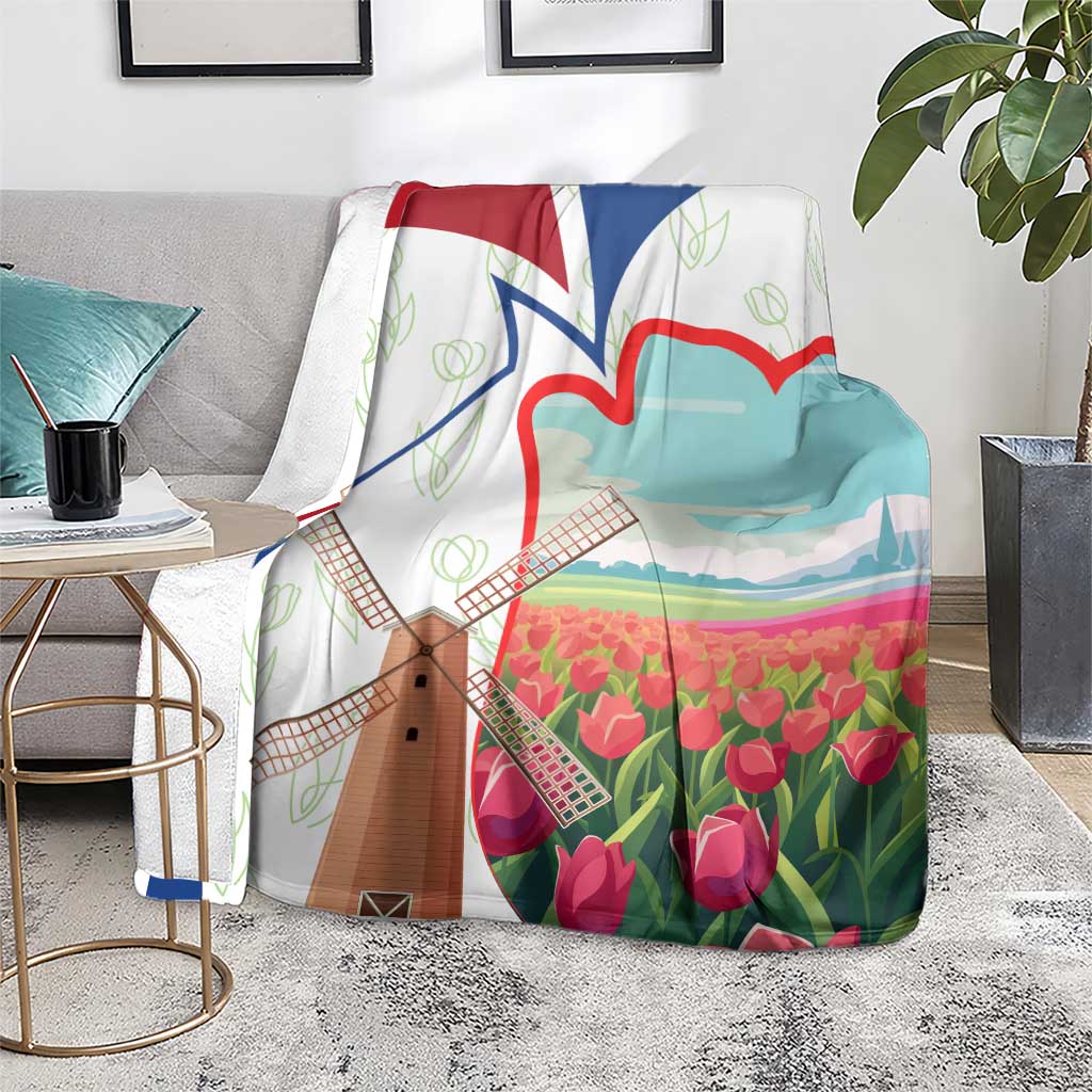 Netherlands Heritage Blanket with Tulips Windmill and Coat of Arms