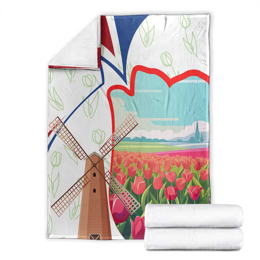 Netherlands Heritage Blanket with Tulips Windmill and Coat of Arms