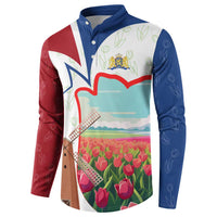 Netherlands Heritage Button Sweatshirt with Tulips Windmill and Coat of Arms