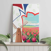 Netherlands Heritage Canvas Wall Art with Tulips Windmill and Coat of Arms