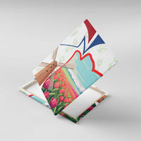 Netherlands Heritage Canvas Wall Art with Tulips Windmill and Coat of Arms