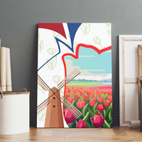 Netherlands Heritage Canvas Wall Art with Tulips Windmill and Coat of Arms