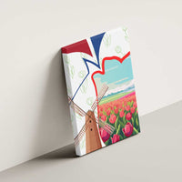 Netherlands Heritage Canvas Wall Art with Tulips Windmill and Coat of Arms