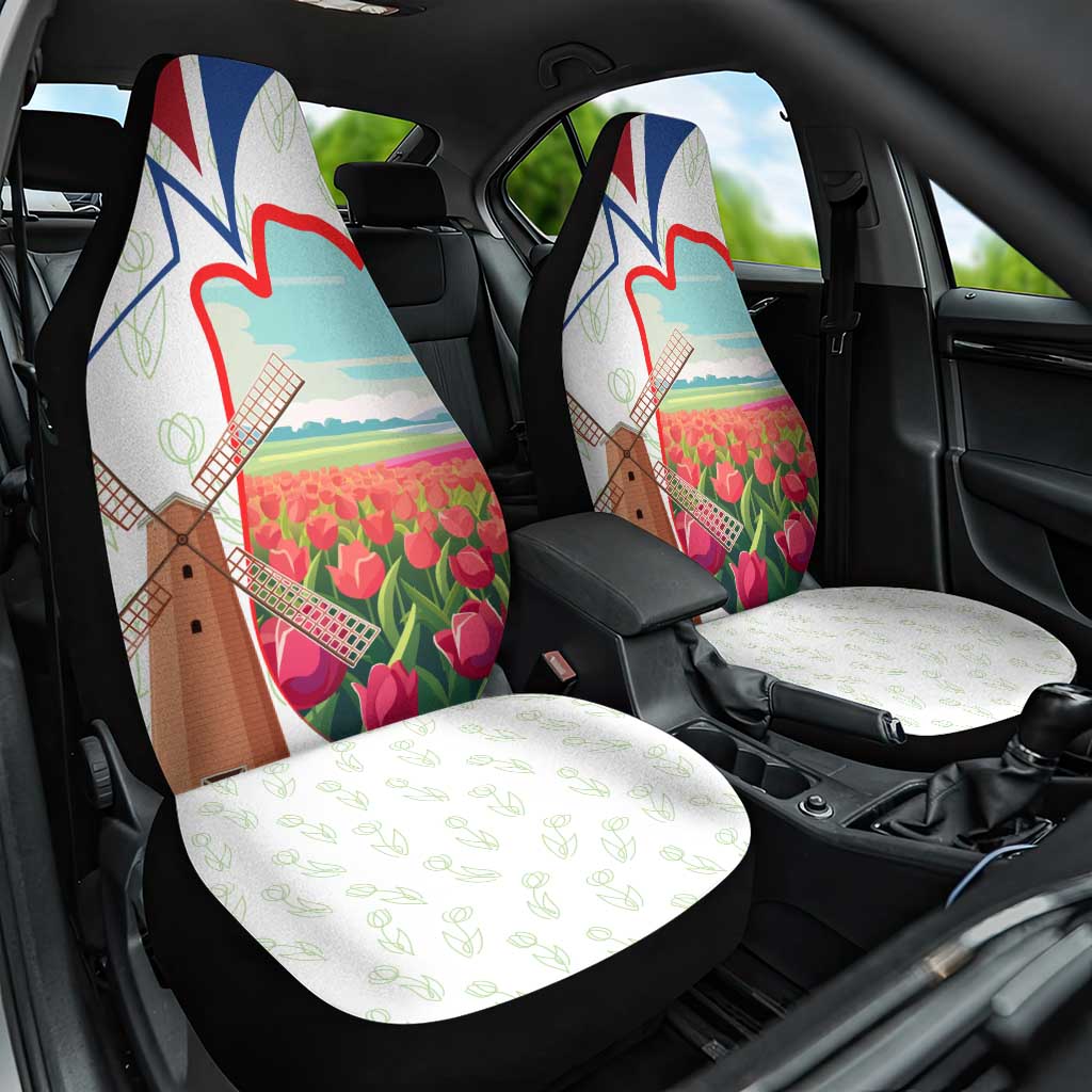 Netherlands Heritage Car Seat Cover with Tulips Windmill and Coat of Arms