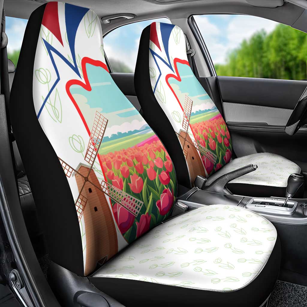 Netherlands Heritage Car Seat Cover with Tulips Windmill and Coat of Arms
