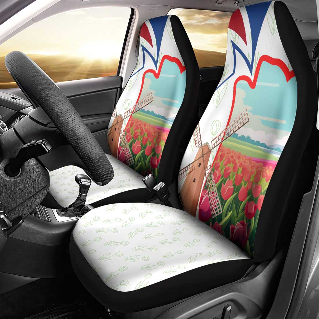Netherlands Heritage Car Seat Cover with Tulips Windmill and Coat of Arms