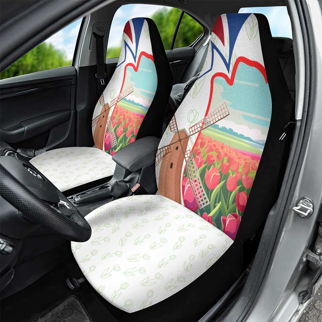 Netherlands Heritage Car Seat Cover with Tulips Windmill and Coat of Arms