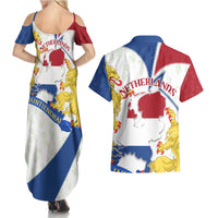 Netherlands Heritage Couples Matching Summer Maxi Dress and Hawaiian Shirt with Tulips Windmill and Coat of Arms