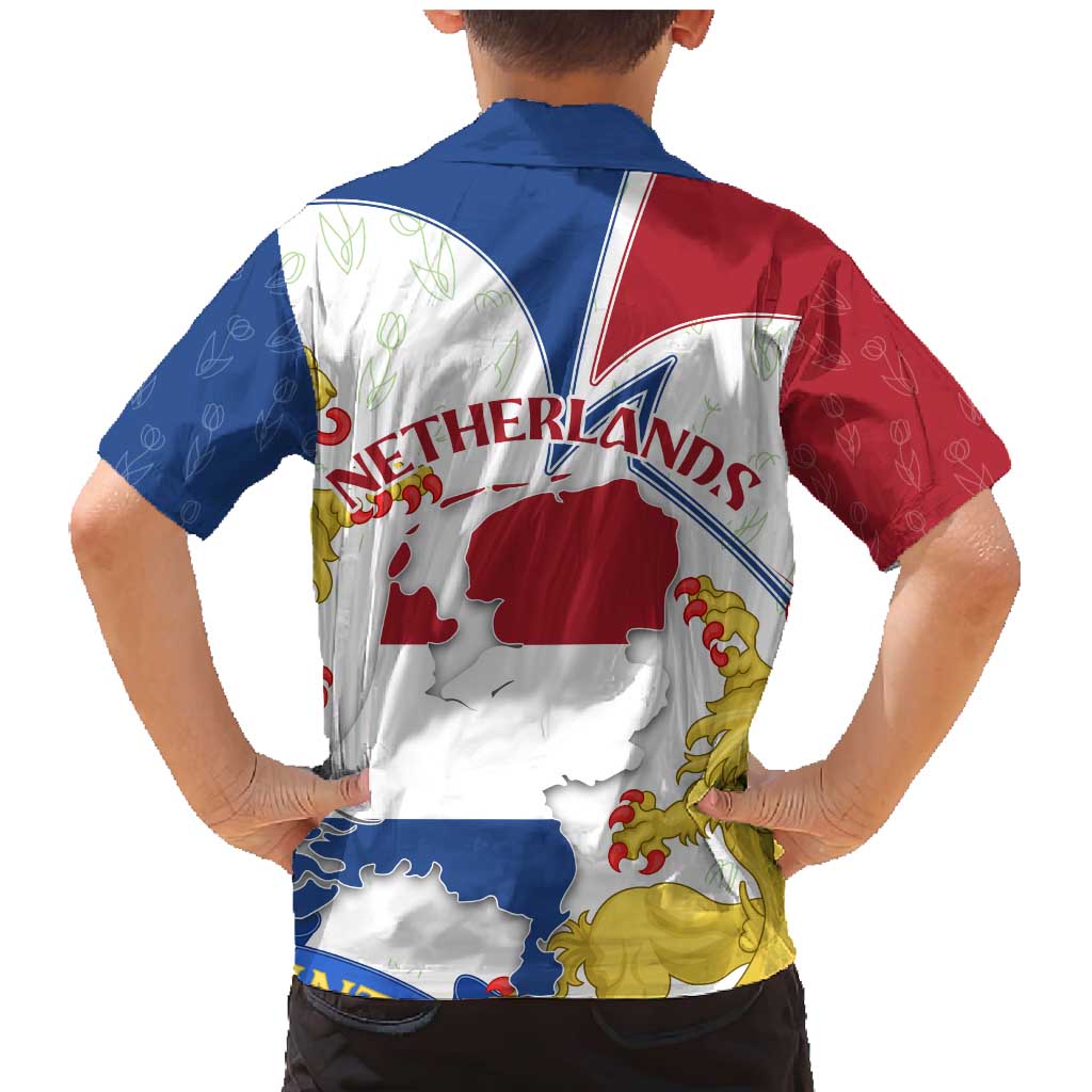 Netherlands Heritage Family Matching Mermaid Dress and Hawaiian Shirt with Tulips Windmill and Coat of Arms